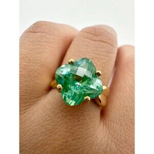 UTC 925 sterling 14k gold vermeil Natural faceted Topaz Ring size 6